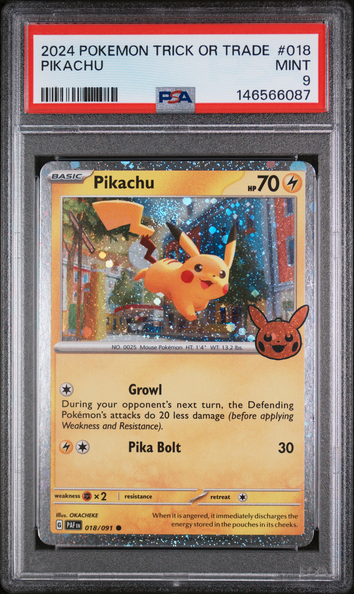 2024 #018 Pikachu PSA 9 Trick or Trade