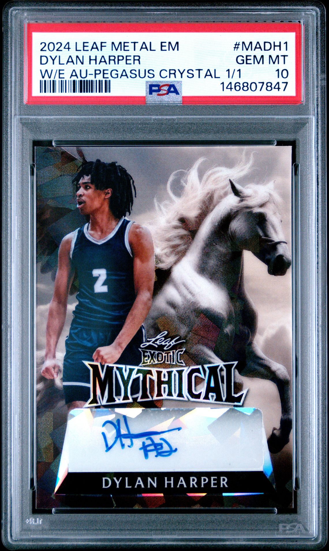 2024 Leaf LEAF EXOTIC MYTHICAL WHATNOT EXCLUSIVE AUTOGRAPHS W/E AU-PEGASUS CRYSTAL 1/1 #MADH1 Dylan Harper front
