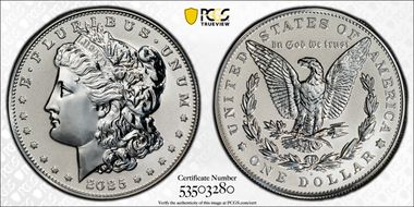 2025-S $1 Morgan Dollar Rev PR Two-Coin Reverse Proof Set First Strike PR69