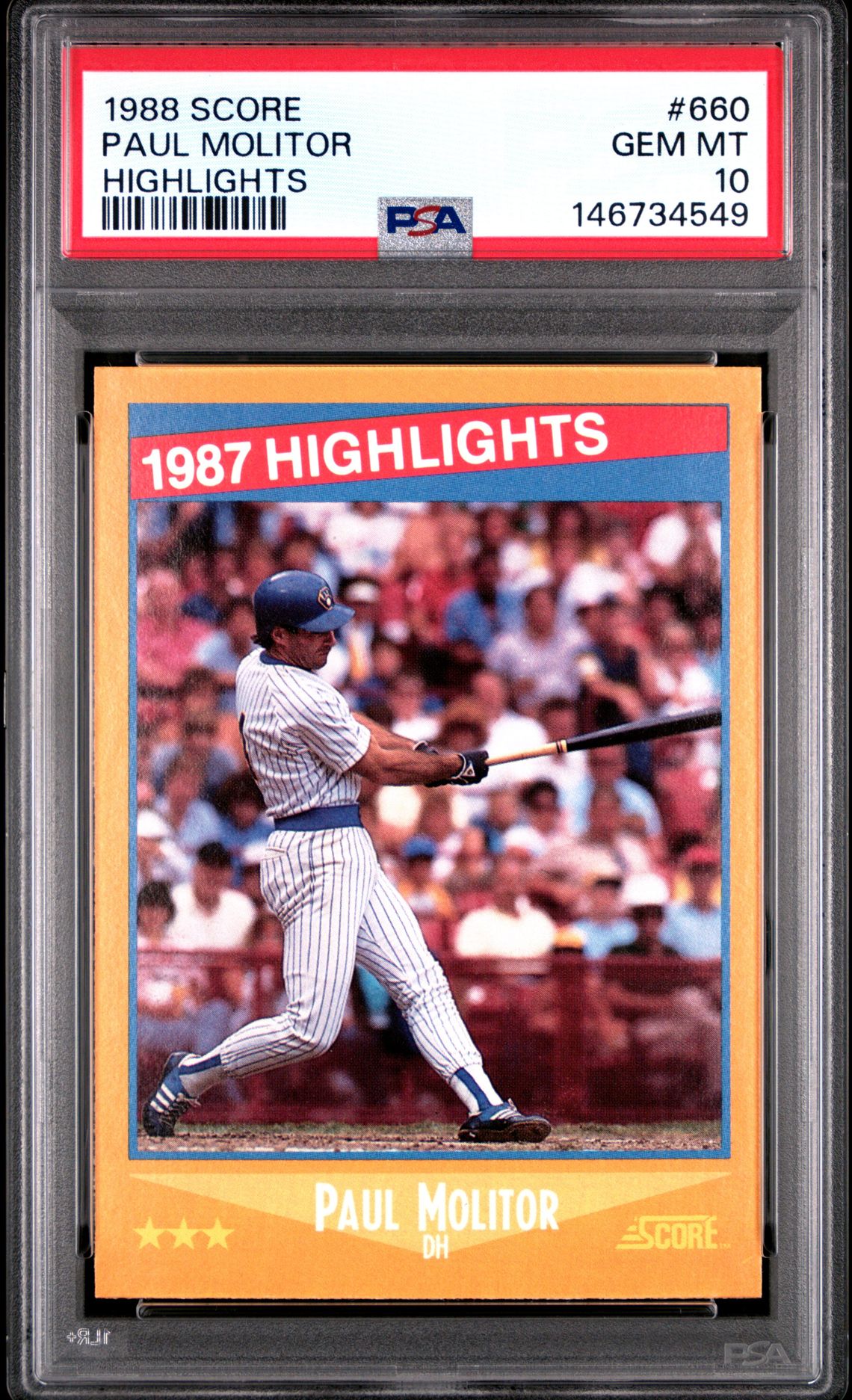 1988 Score Score Highlights #660 Paul Molitor front