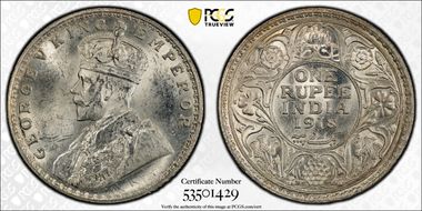1918(B) Rupee SW-8.43 Prid-224 MS63