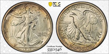 1916 50C AU58