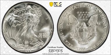 1986 $1 Silver Eagle MS69