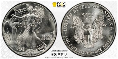 1990 $1 Silver Eagle MS69