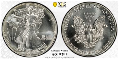 1991 $1 Silver Eagle MS69