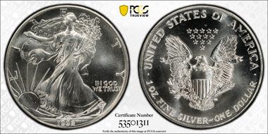 1992 $1 Silver Eagle MS69