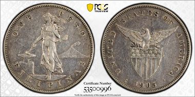 1905-S Peso Allen-16.06a Straight Serif XF40