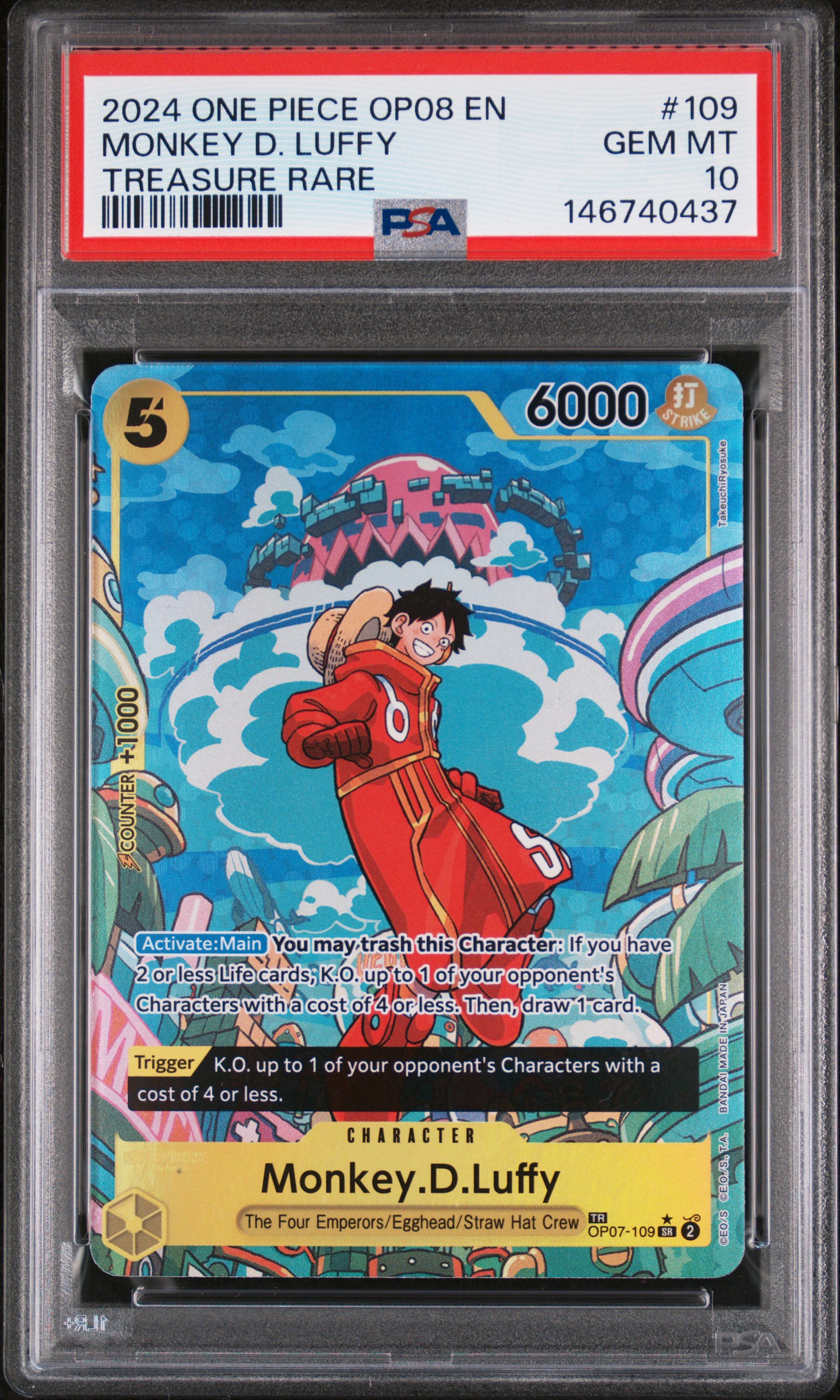 2024 #109 Monkey D. Luffy PSA 10 OP08-Two Legends One Piece