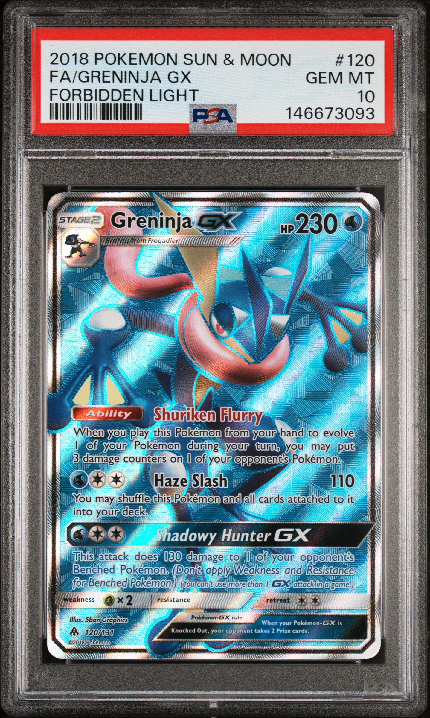 Greninja GX, PSA 10 slab front