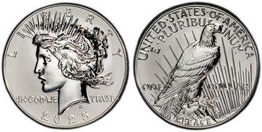 2025-S $1 Peace Dollar Rev PR Two-Coin Reverse Proof Set First Strike PR70