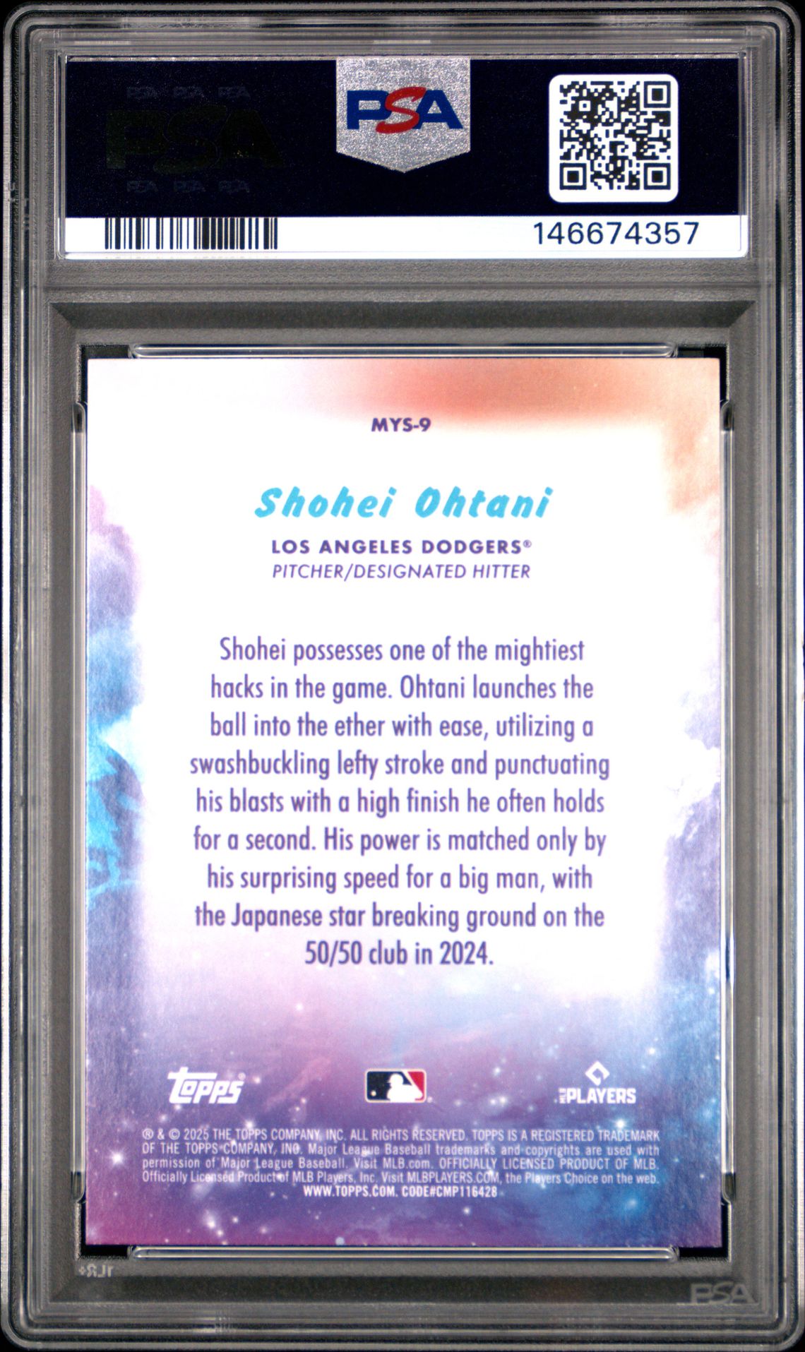 2025 Topps Update Mystical Shohei Ohtani #9 (Mystical-Pink Foil) Nm-Mt 8 back