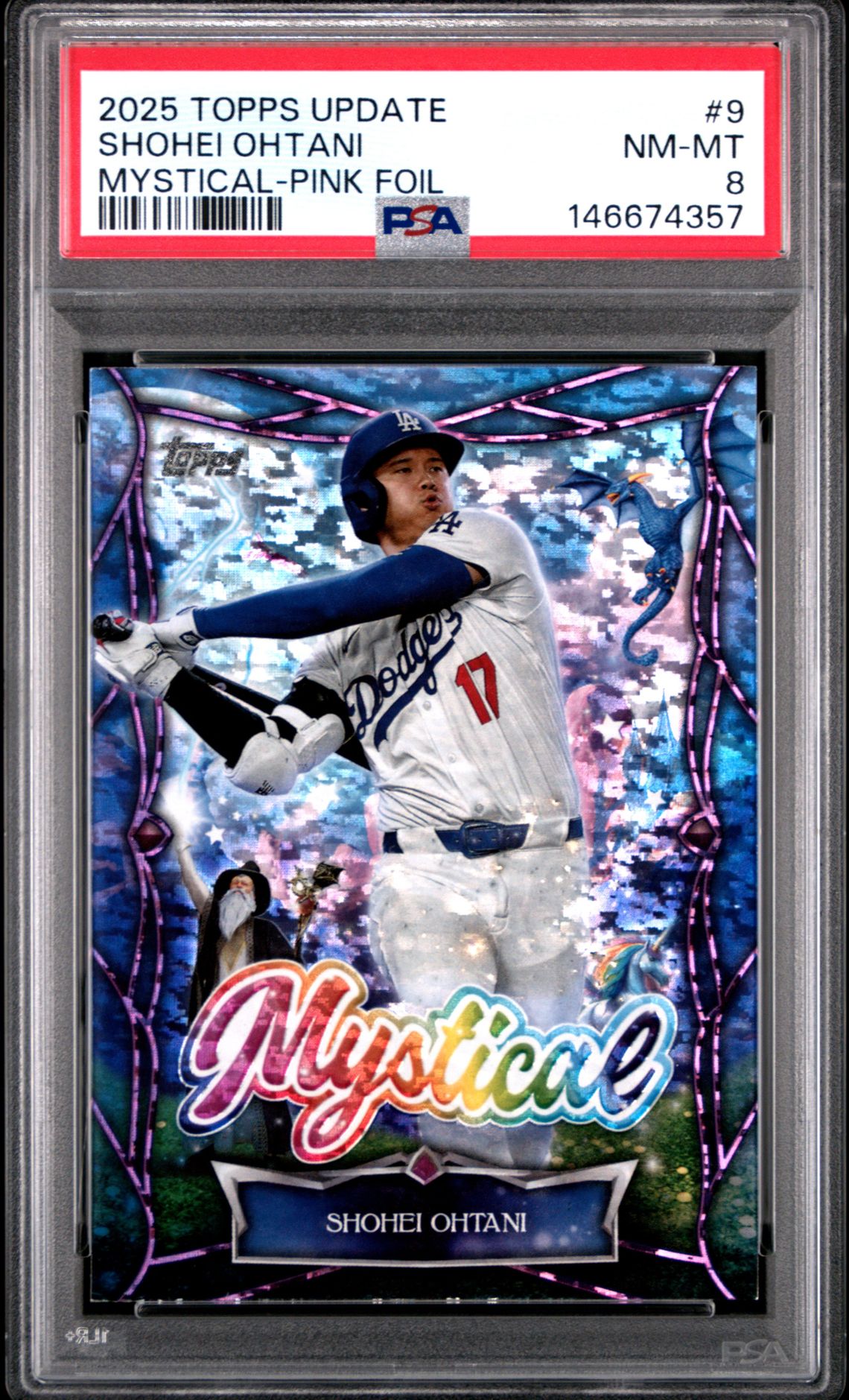 2025 Topps Update Mystical Shohei Ohtani #9 (Mystical-Pink Foil) Nm-Mt 8 front