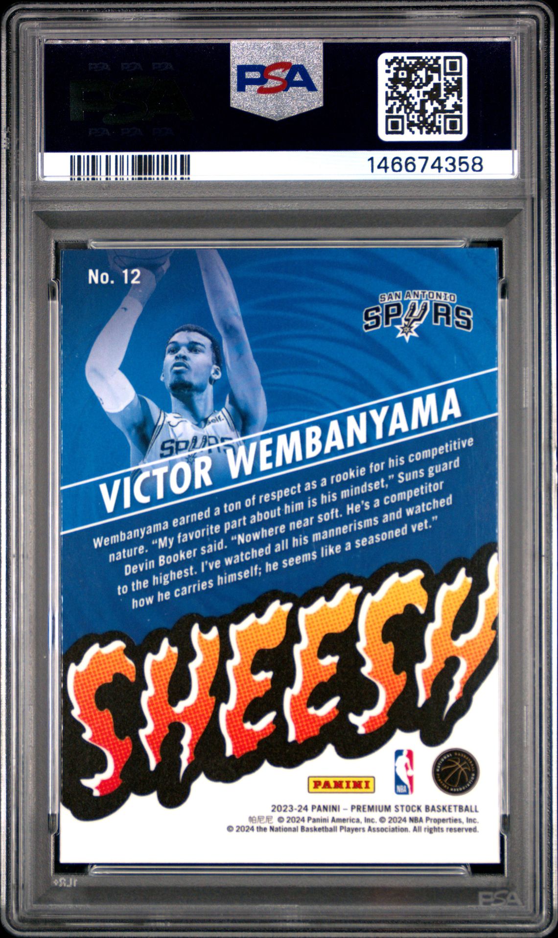 2023 Panini Hoops Premium Stock Sheesh Victor Wembanyama #12 Gem Mt 10 back