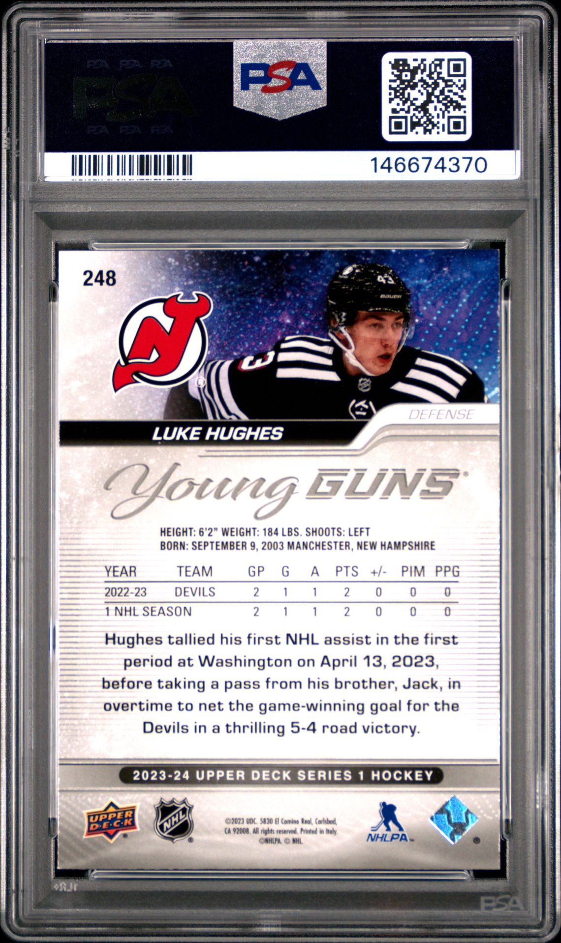2023 Upper Deck Luke Hughes #248 Mint 9 back