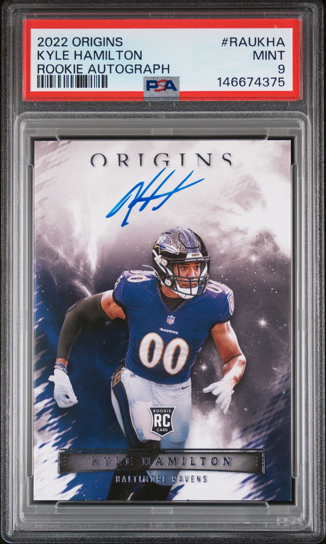 2022 Panini Origins Rookie Autographs Kyle Hamilton #Raukha (Rookie Autograph) Mint 9 front