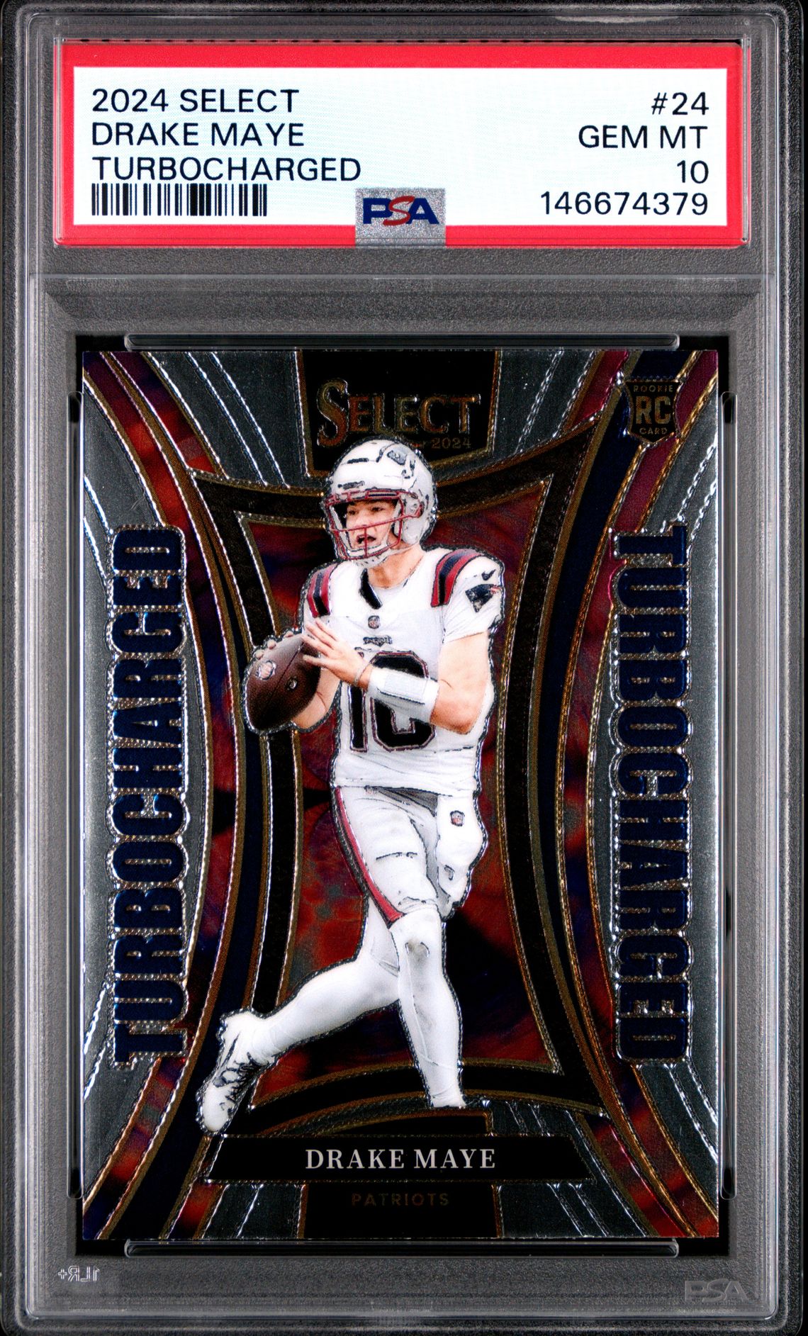 2024 Panini Select Turbocharged Drake Maye #24 Gem Mt 10 front