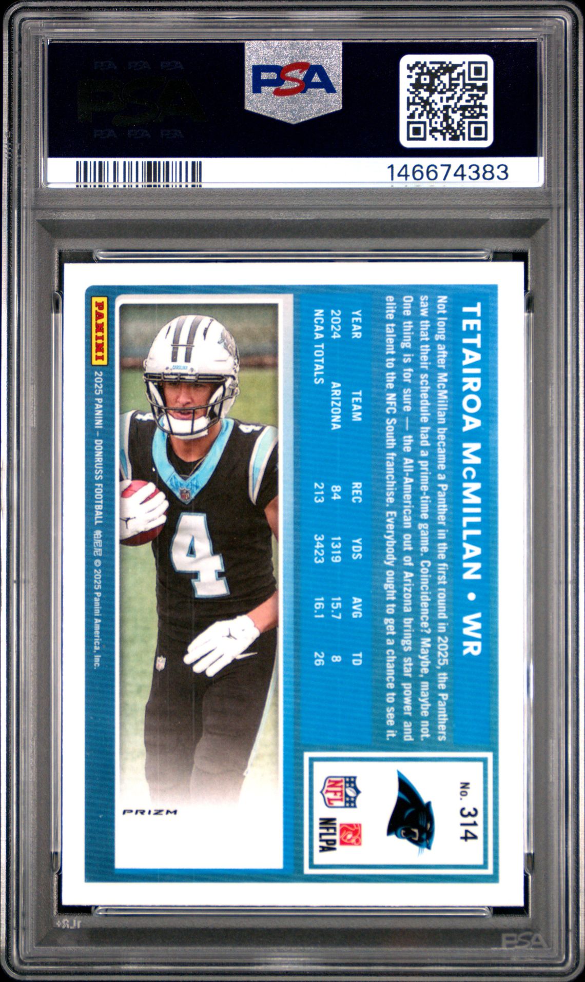 2025 Panini Donruss Tetairoa Mcmillan #314 (Optic Preview-Red Pandora) Mint 9 back