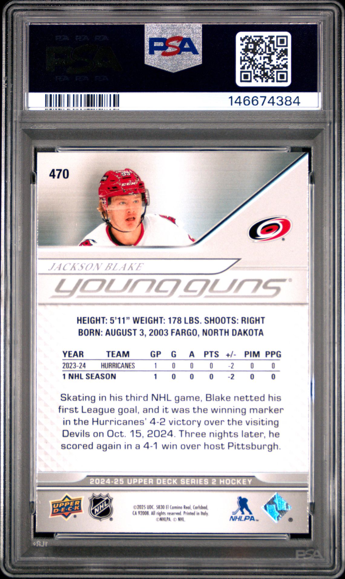 2024 Upper Deck Jackson Blake #470 Mint 9 back