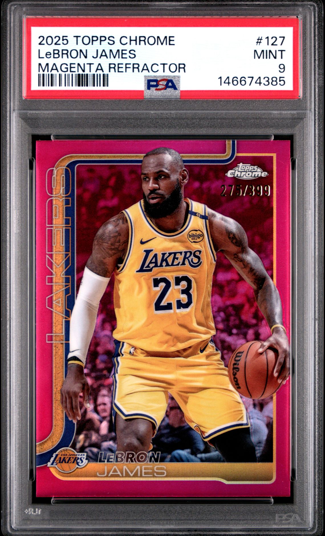 2025 Topps Chrome Lebron James #127 (Magenta Refractor) Mint 9 front