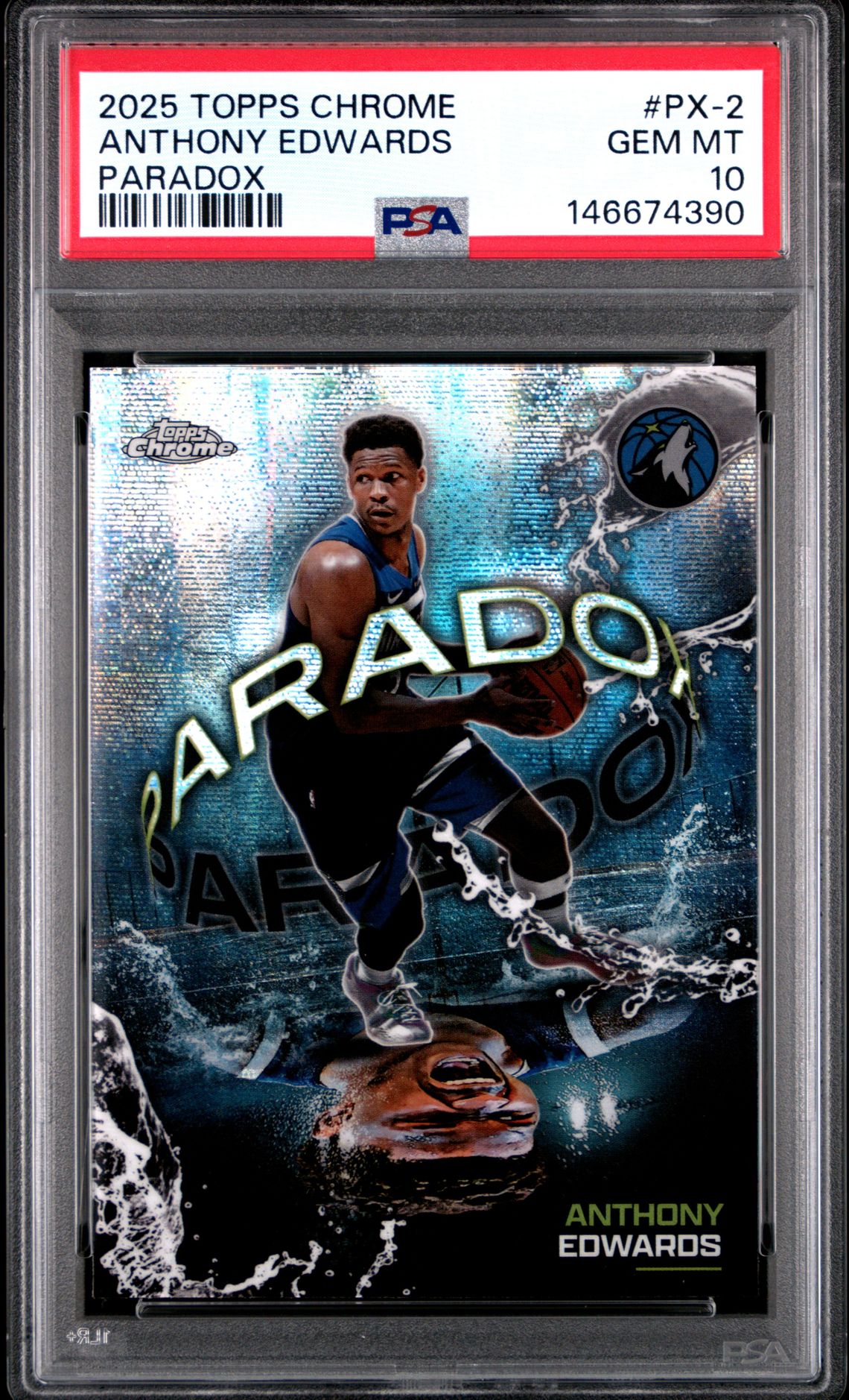 2025 Topps Chrome Paradox Anthony Edwards #Px-2 Gem Mt 10 front