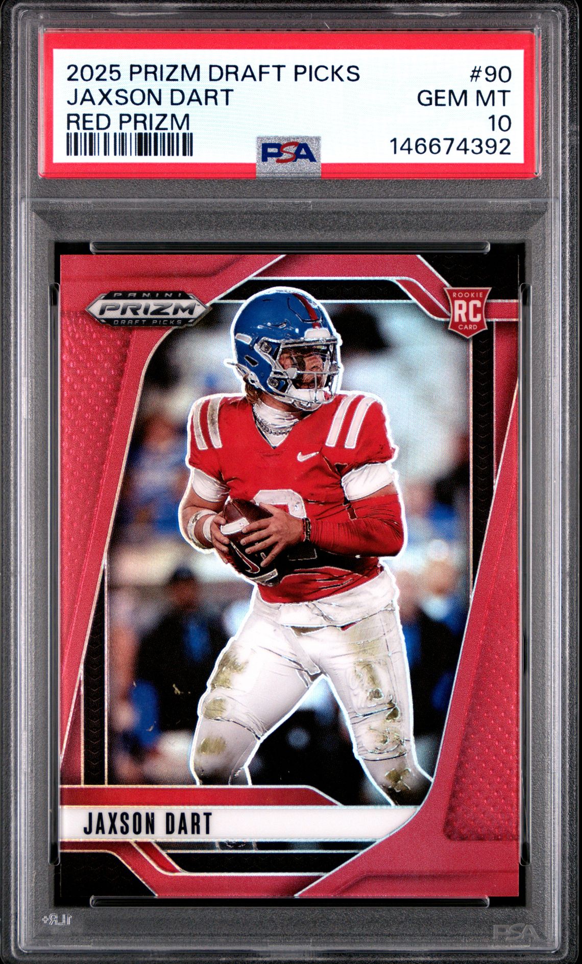 2025 Panini Prizm Draft Picks Jaxson Dart #90 (Red Prizm) Gem Mt 10 front