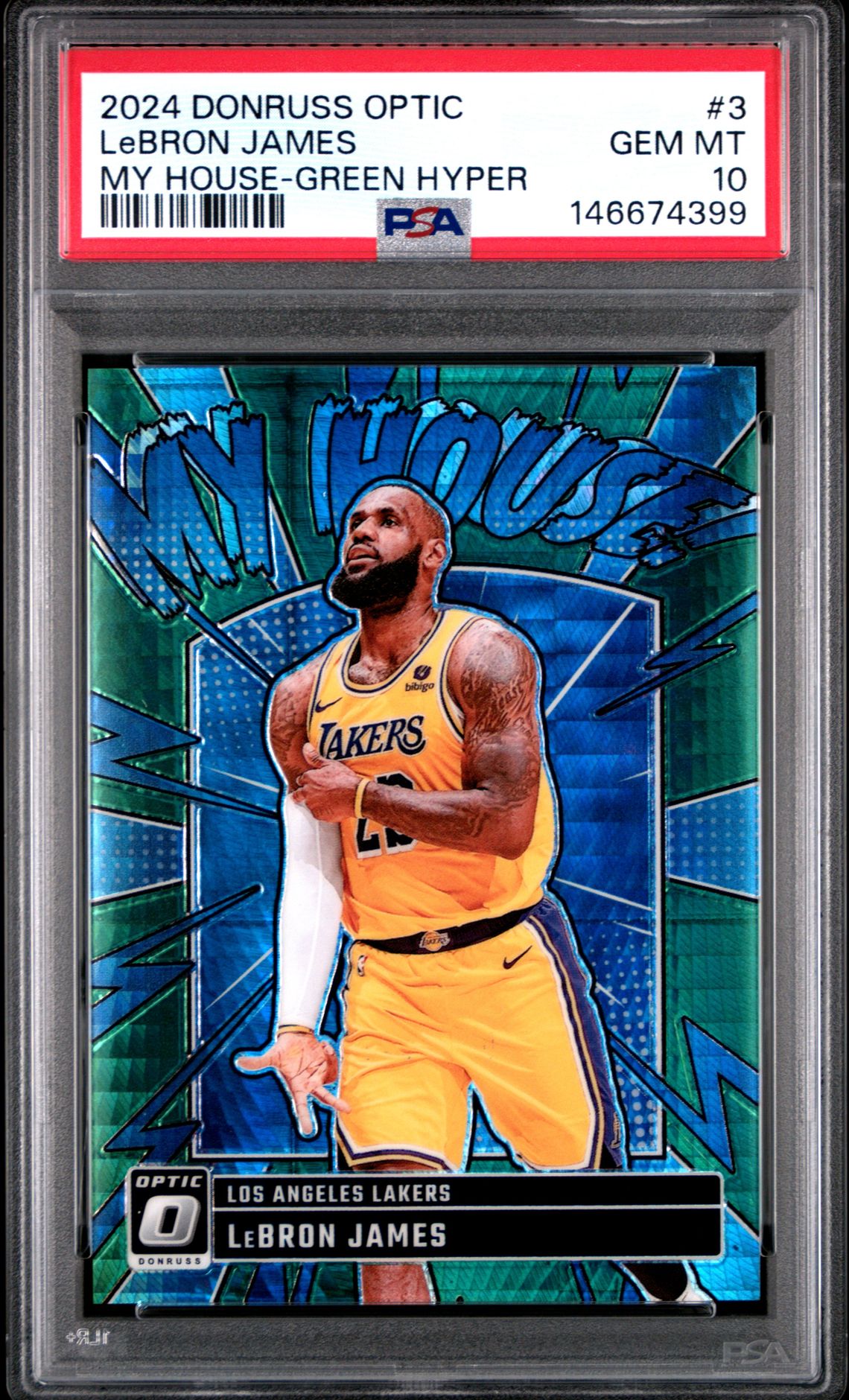 2024 Panini Donruss Optic My House Lebron James #3 (My House-Green Hyper) Gem Mt 10 front