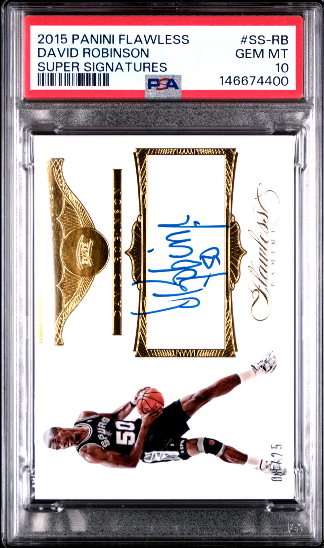 2015 Panini Flawless Super Signatures David Robinson #Ss-Rb (Super Signatures) Gem Mt 10 front