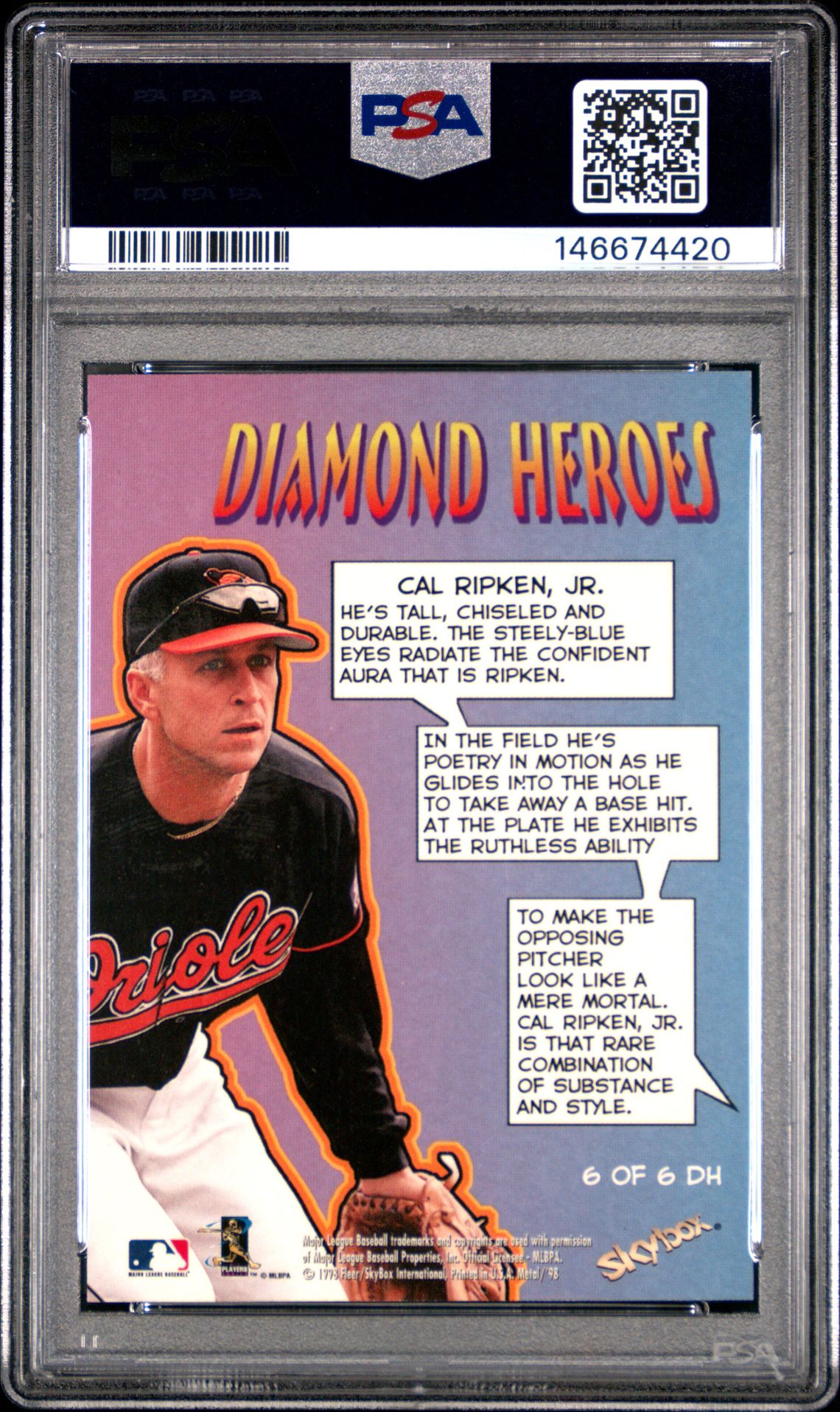 1998 Metal Universe Diamond Heroes Cal Ripken Jr. #6 (Diamond Heroes) Mint 9 back
