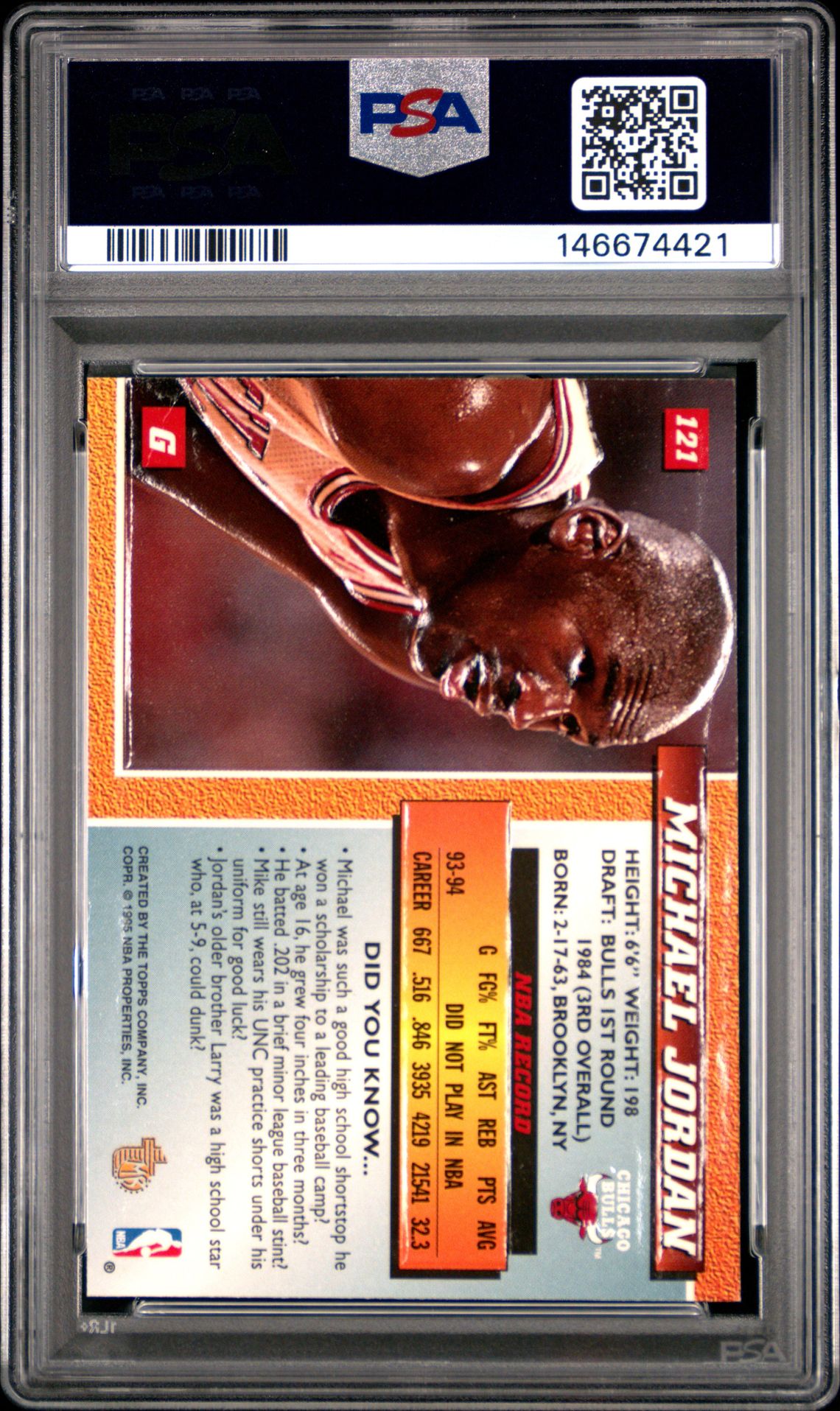 1994 Topps Embossed Michael Jordan #121 Ex-Mt 6 back