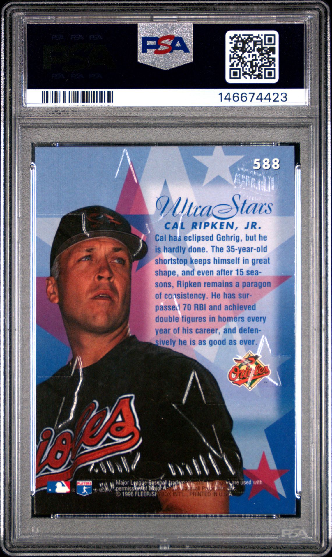 1996 Ultra Cal Ripken Jr. #588 (Gold Medallion) Nm 7 back