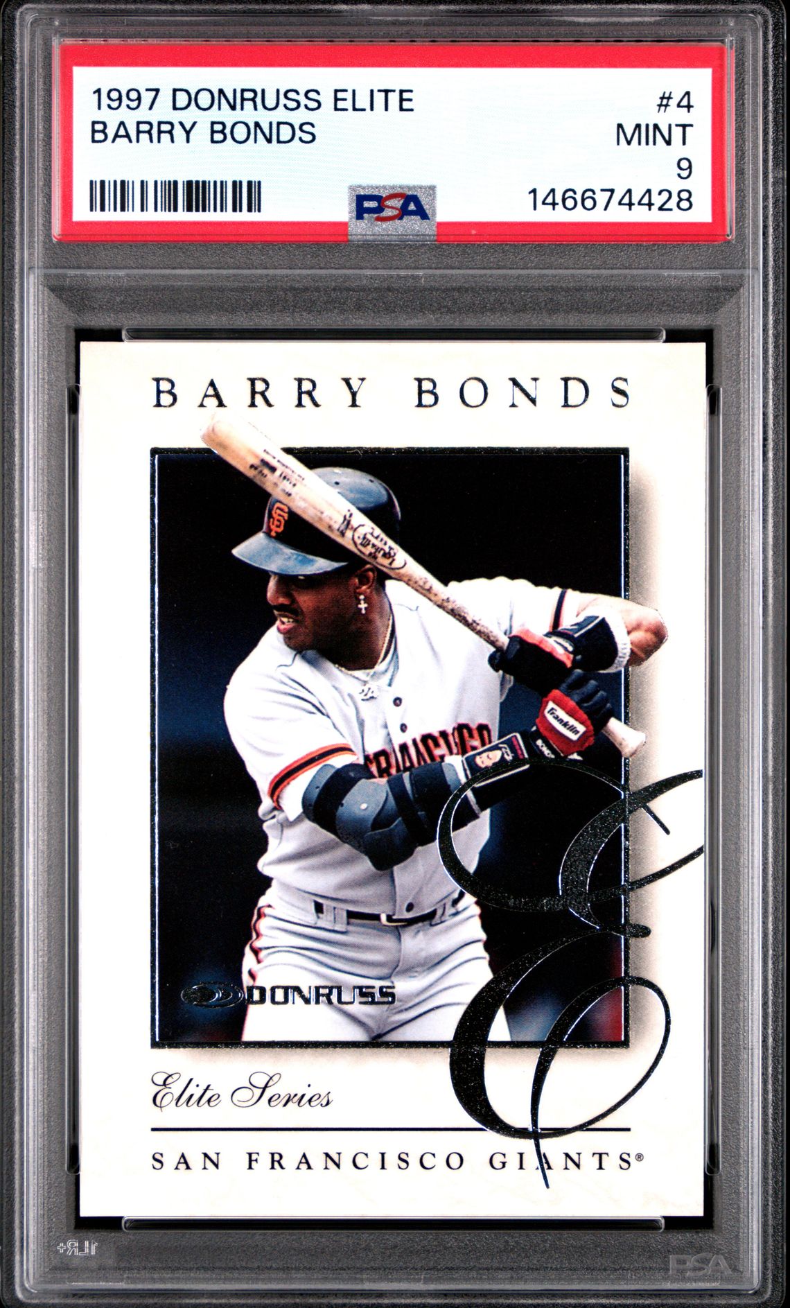 1997 Donruss Elite Inserts Barry Bonds #4 Mint 9 front