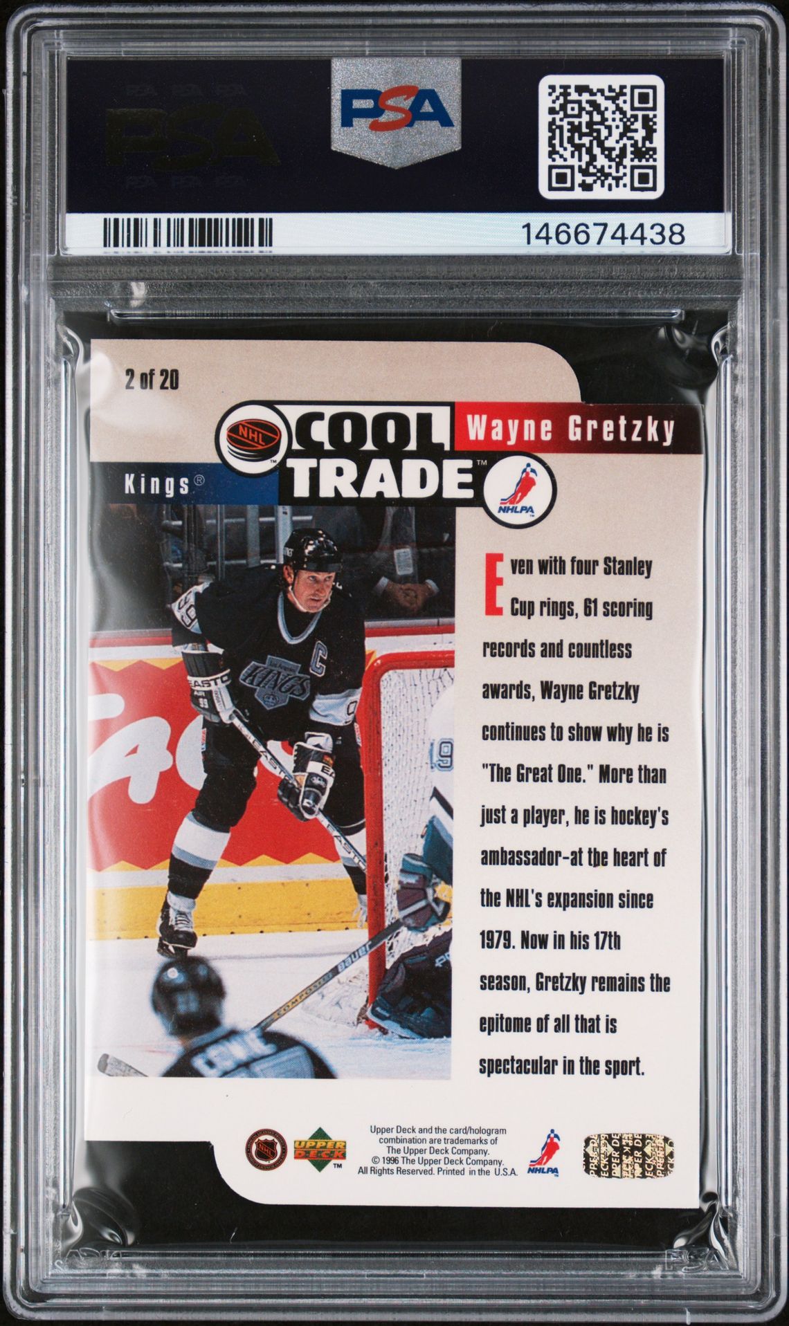 1995 Nhl Cool Trade Wayne Gretzky #2 (Die-Cut) Mint 9 back