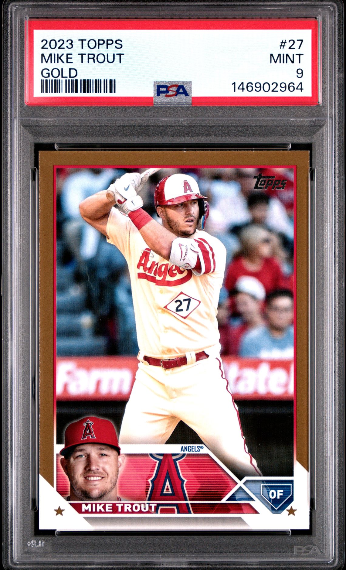 2023 Topps Mike Trout #27 (Gold) Mint 9 front