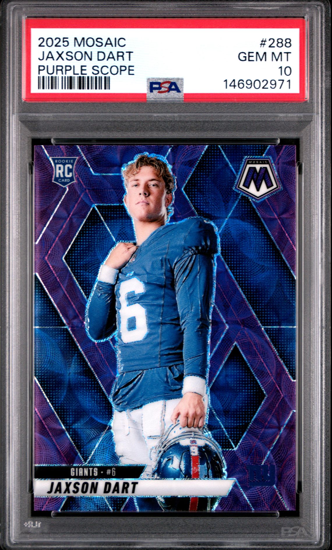 2025 Panini Mosaic Jaxson Dart #288 (Purple Scope) Gem Mt 10 front