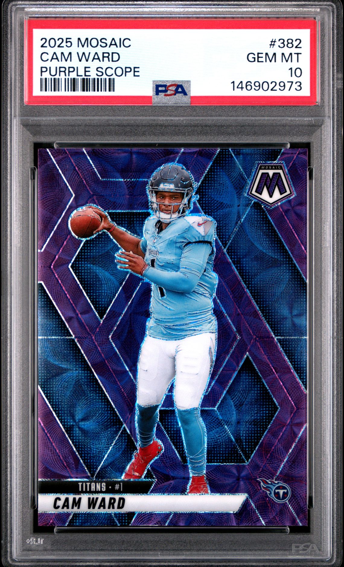 2025 Panini Mosaic Cam Ward #382 (Purple Scope) Gem Mt 10 front