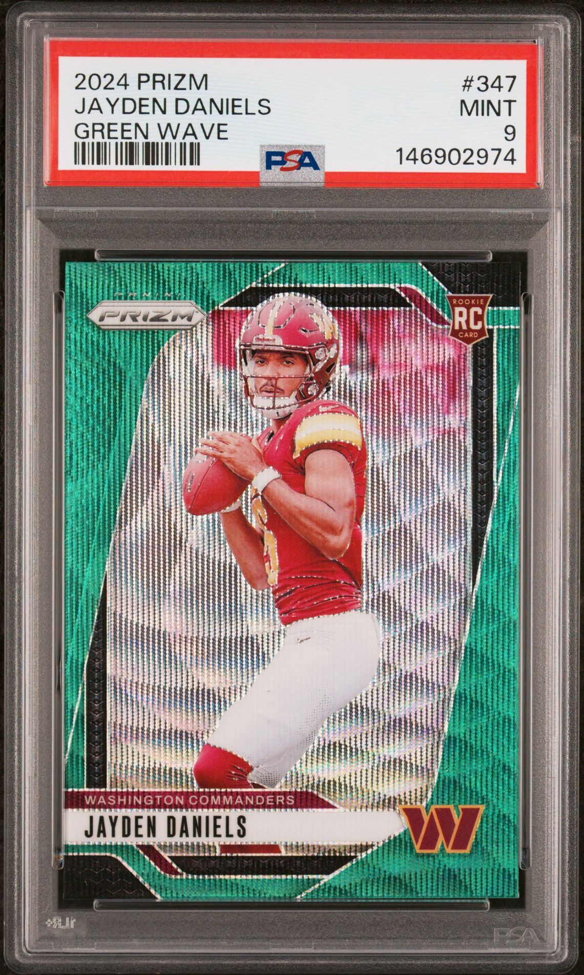 2024 Panini Prizm Jayden Daniels #347 (Green Wave) Mint 9 front