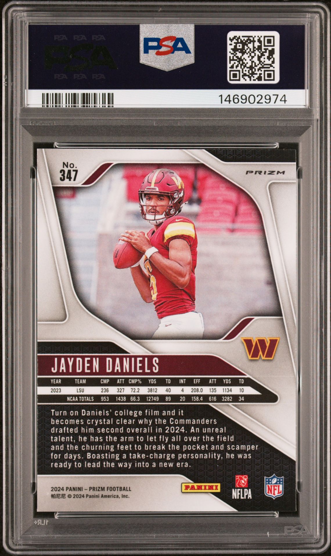 2024 Panini Prizm Jayden Daniels #347 (Green Wave) Mint 9 back