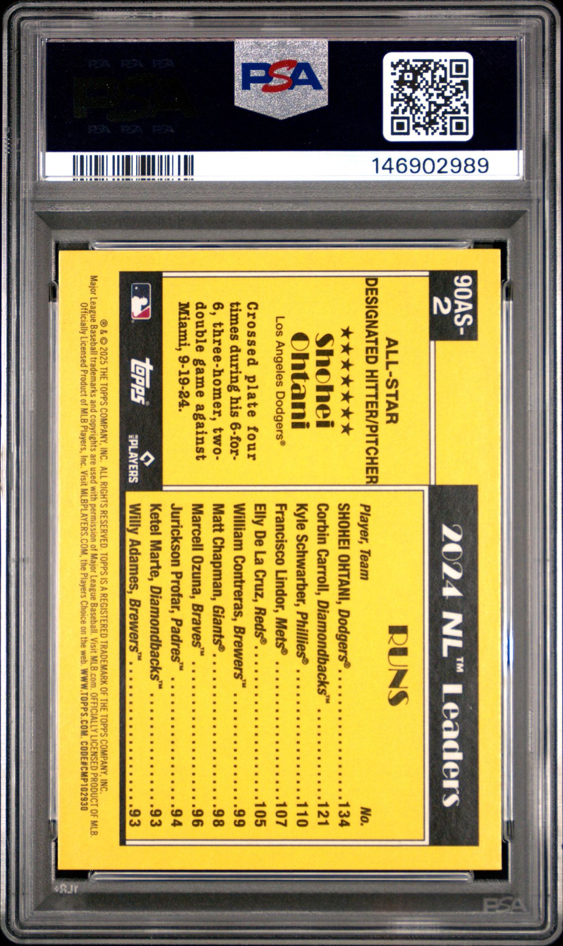 2025 Topps 1990 Topps All-Star Shohei Ohtani #90As2 (1990 Topps A/S-Base Blue) Gem Mt 10 back