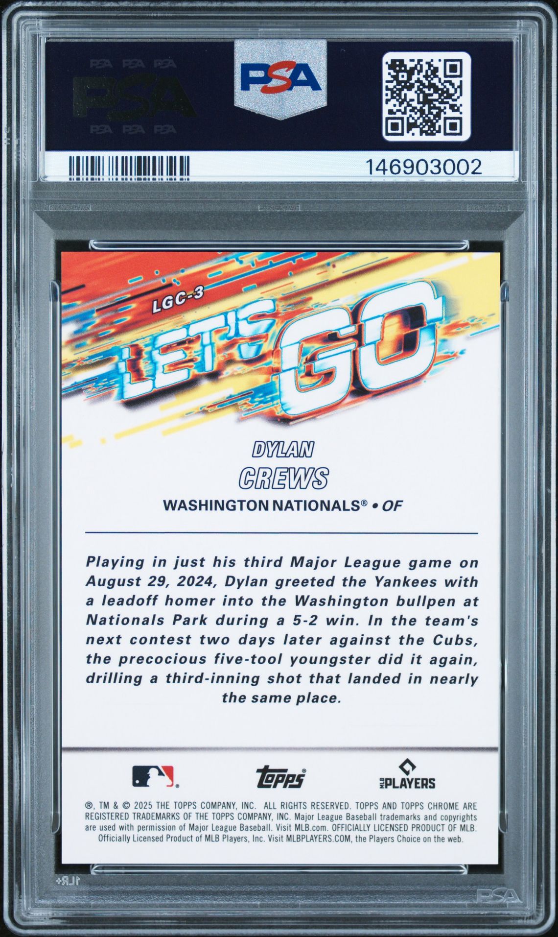 2025 Topps Finest Let's Go! Dylan Crews #Lgc3 Nm-Mt 8 back