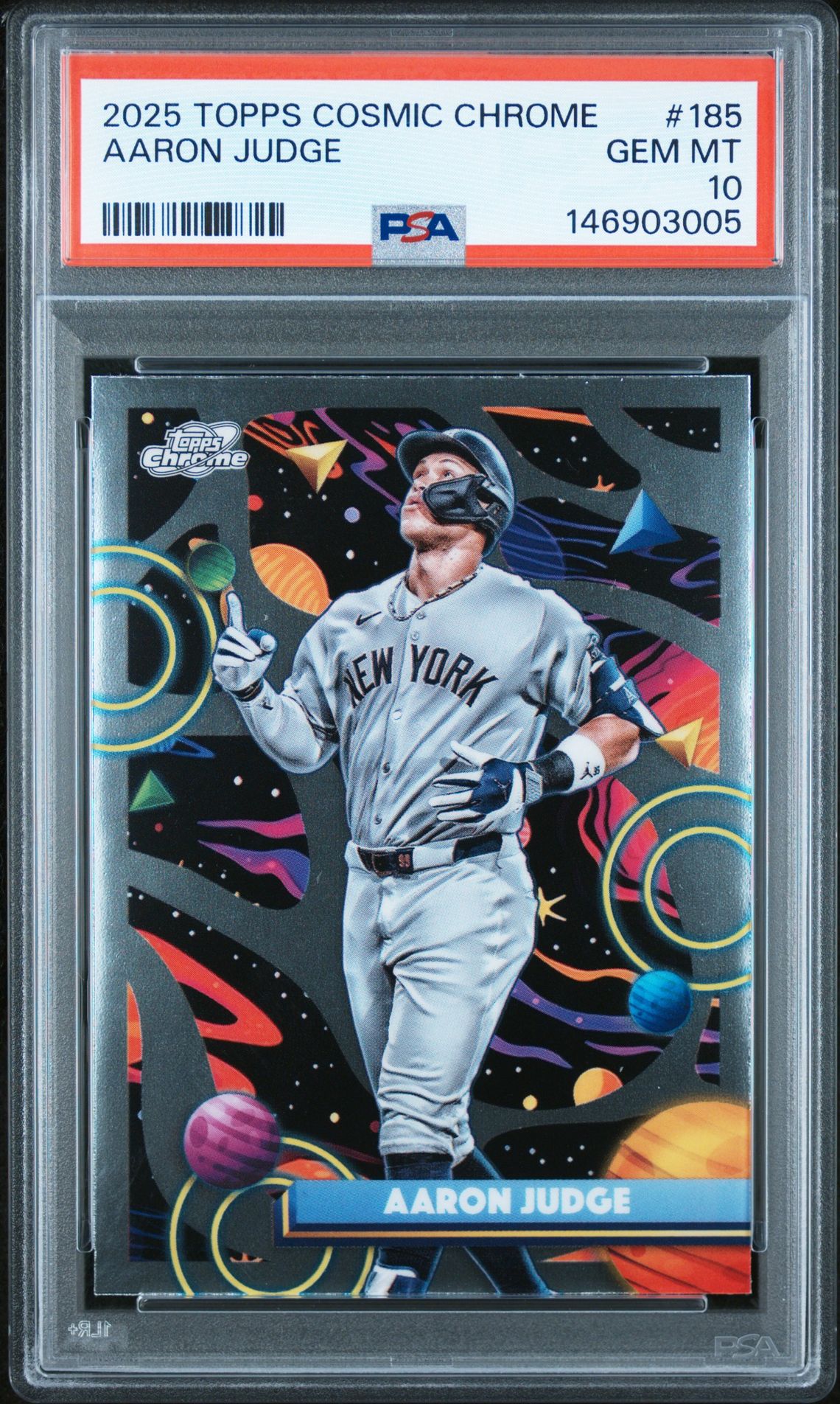 2025 Topps Cosmic Chrome Aaron Judge #185 Gem Mt 10 front