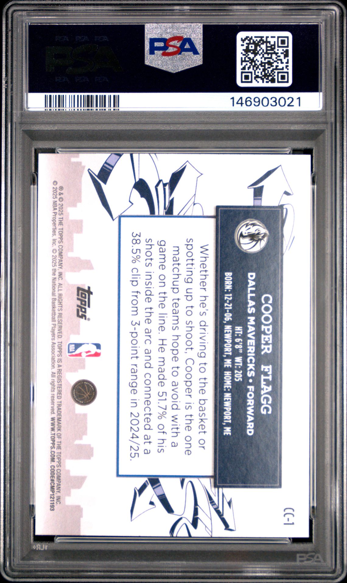 2025 Topps Clutch City Prospects Cooper Flagg #Cc-1 Mint 9 back