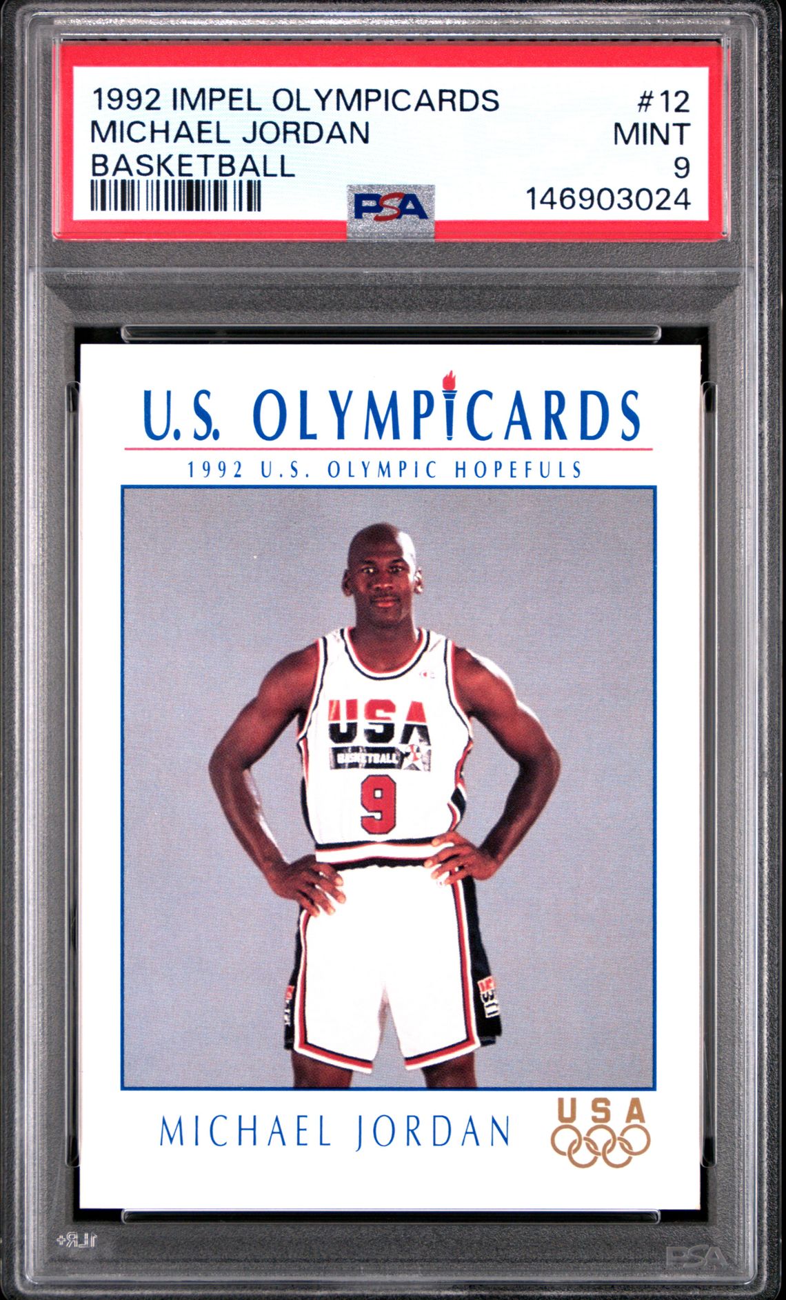 1992 Impel Olympicards Michael Jordan #12 (Basketball) Mint 9 front