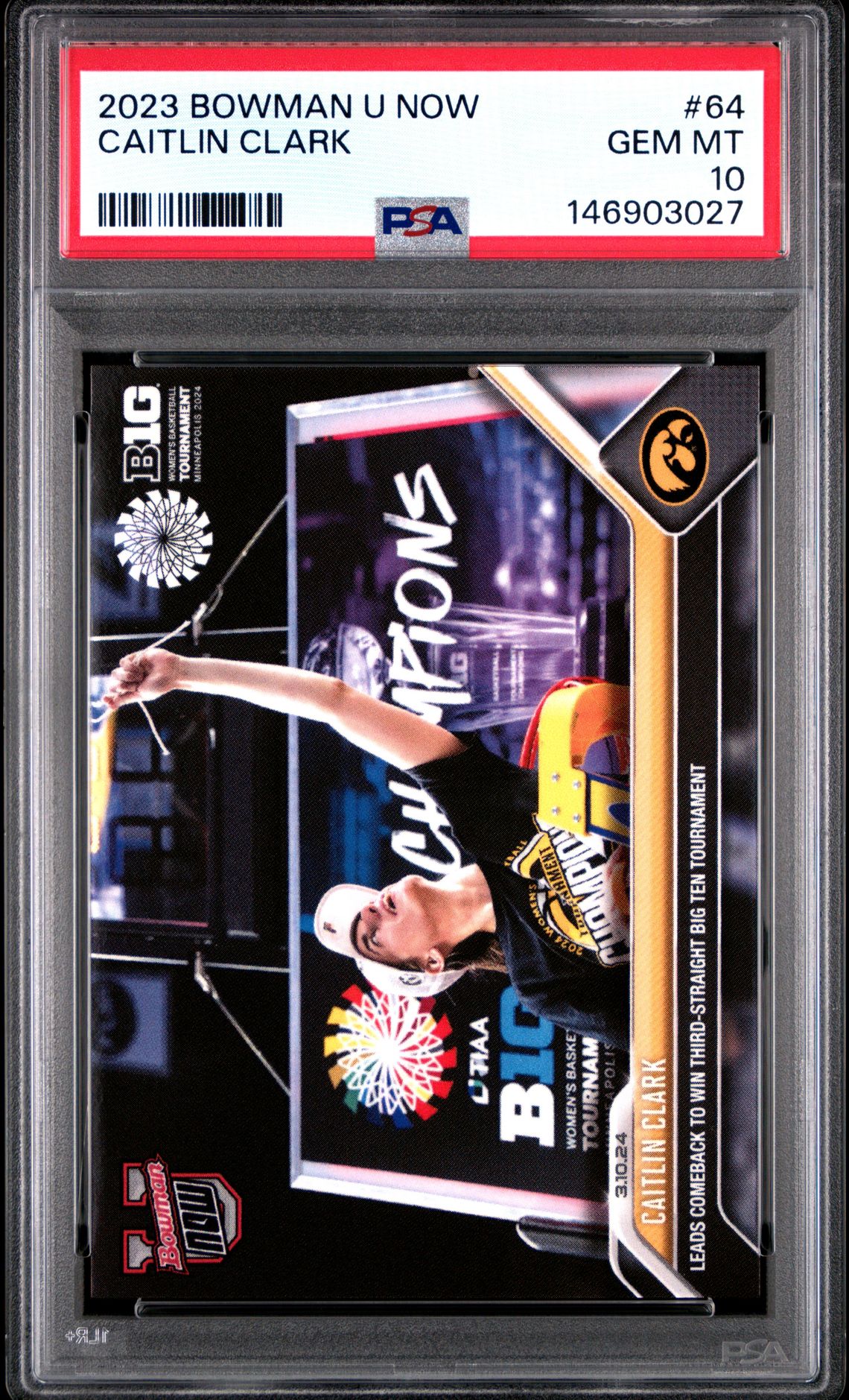 2023 Bowman U Now Caitlin Clark #64 Gem Mt 10 front