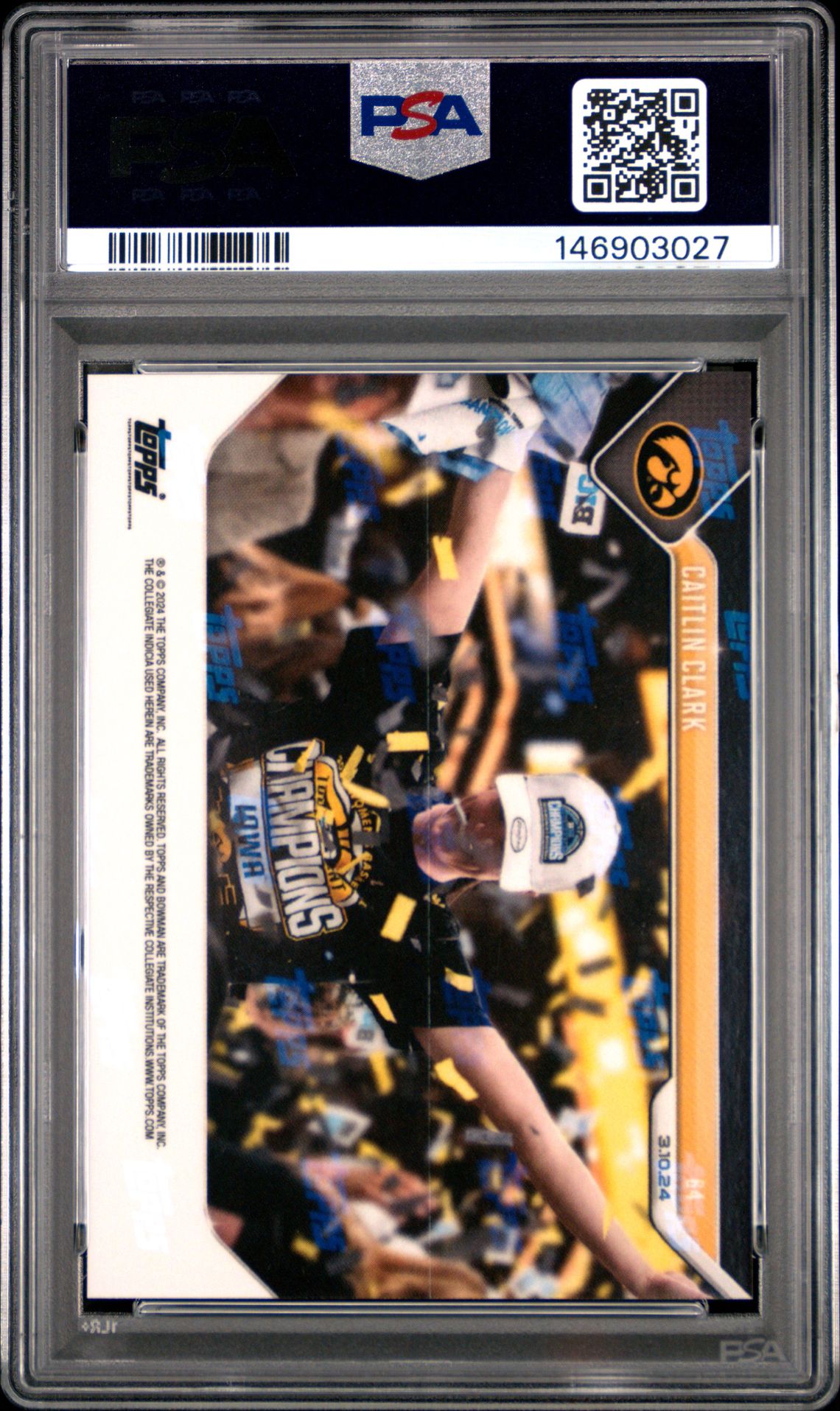 2023 Bowman U Now Caitlin Clark #64 Gem Mt 10 back