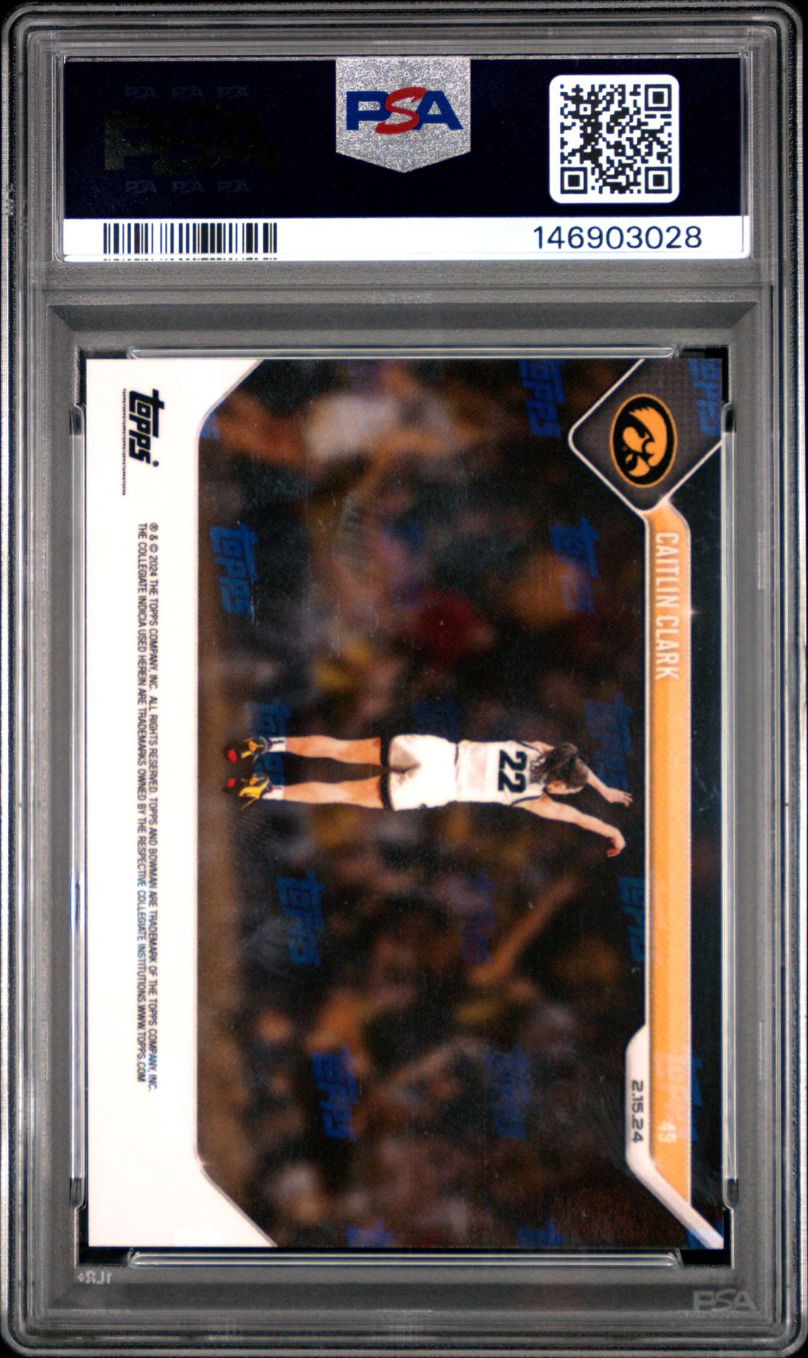 2023 Bowman U Now Caitlin Clark #49 Gem Mt 10 back