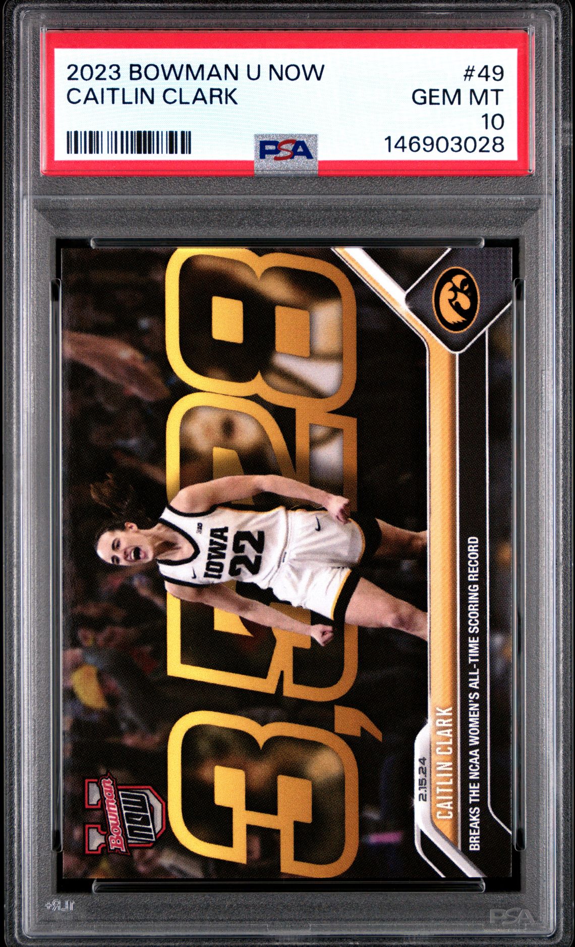 2023 Bowman U Now Caitlin Clark #49 Gem Mt 10 front