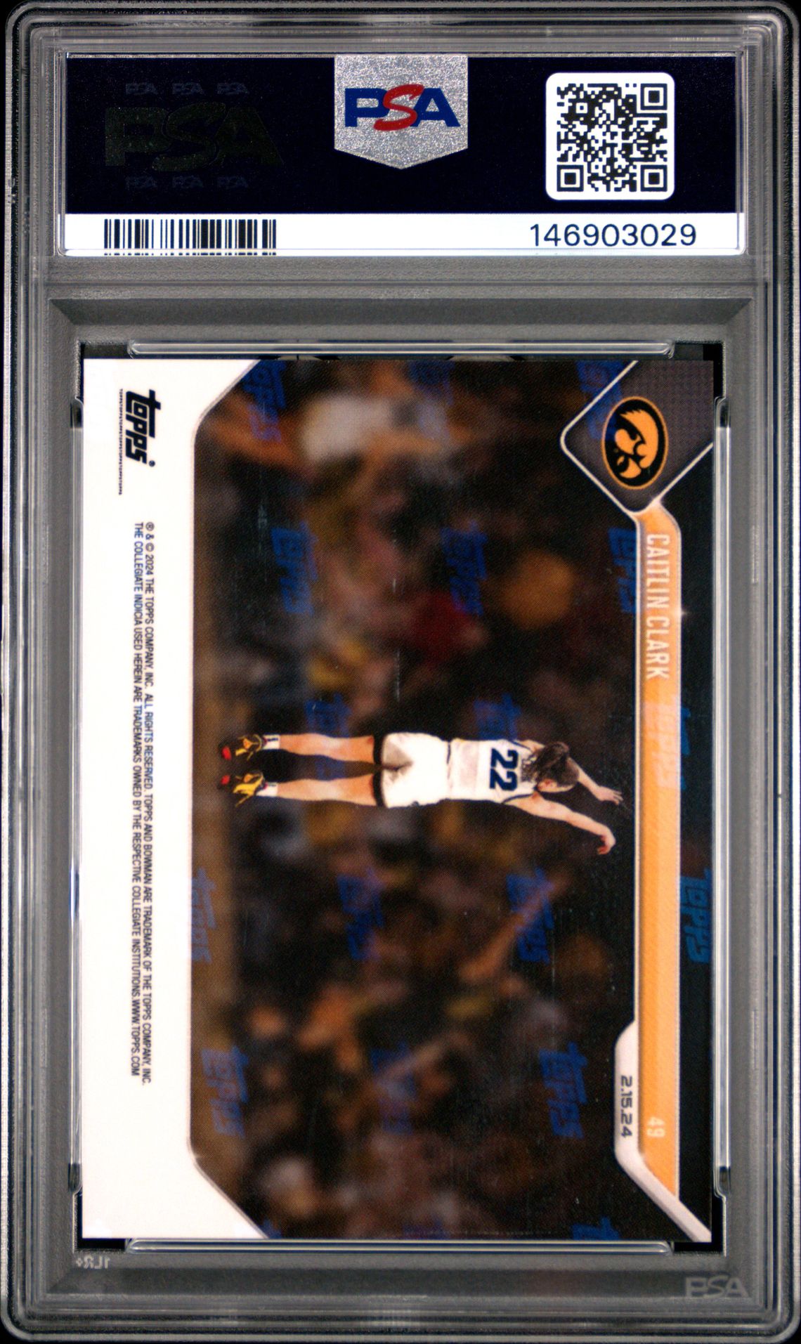 2023 Bowman U Now Caitlin Clark #49 Gem Mt 10 back