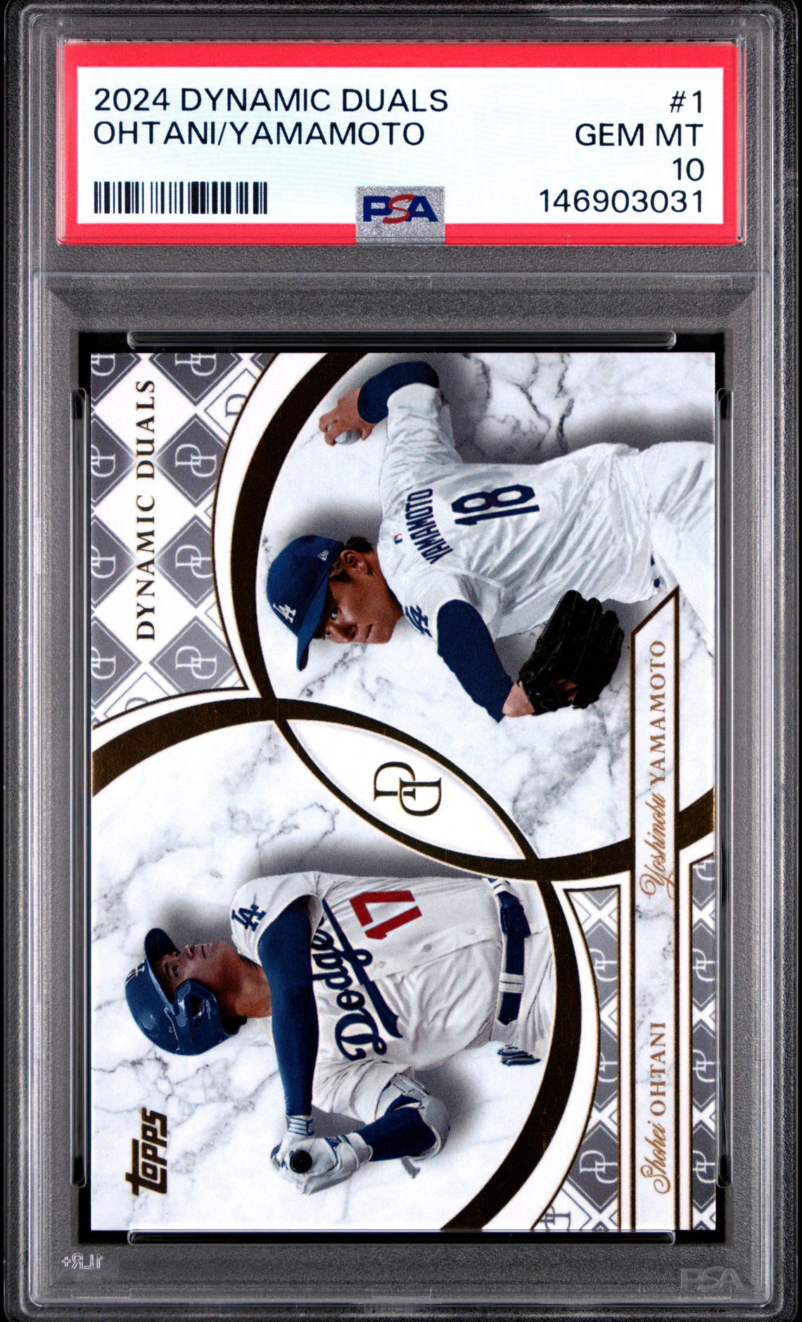 2024 Topps Dynamic Duals Ohtani/Yamamoto #1 Gem Mt 10 front