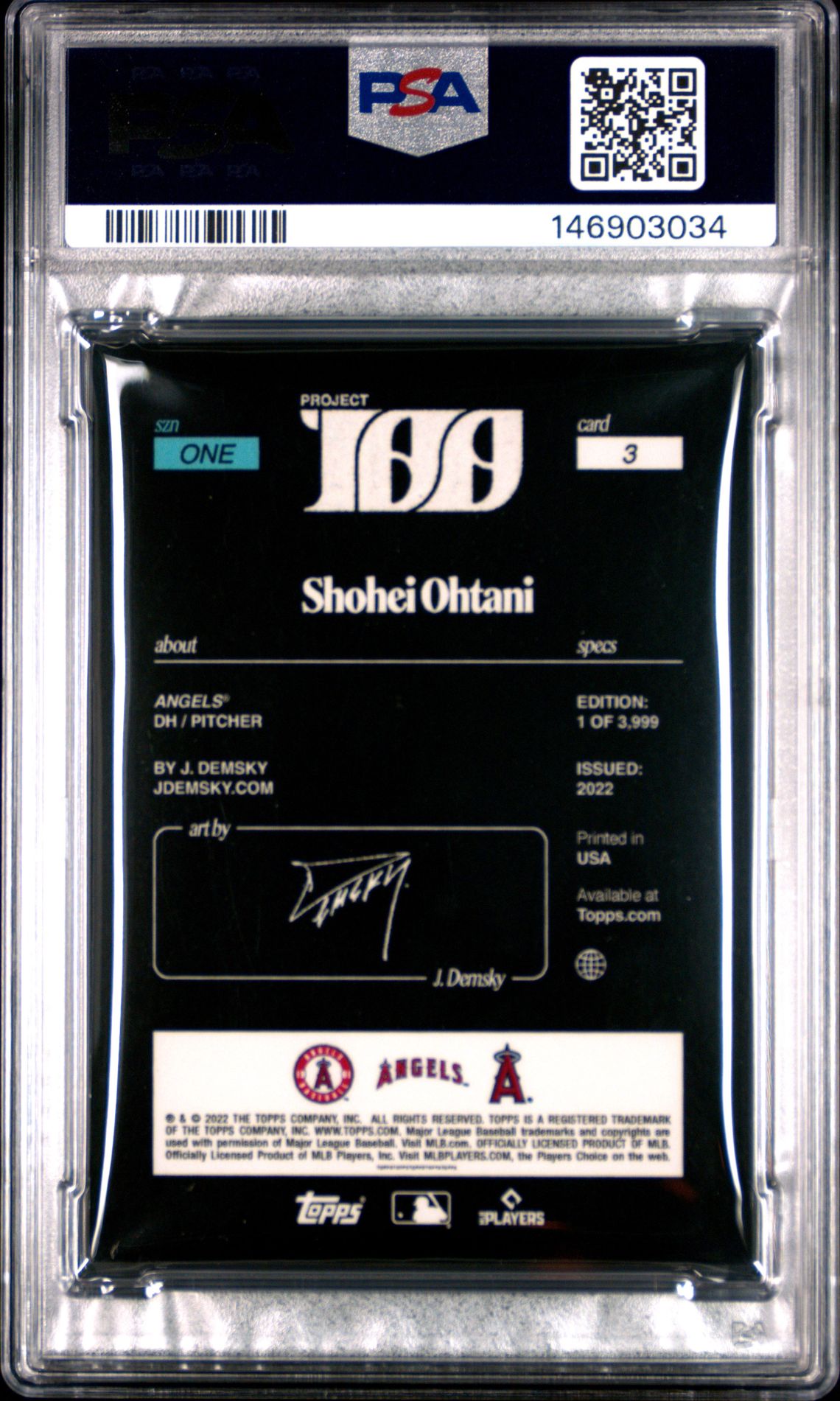 2022 Topps Project100 Shohei Ohtani #3 Mint 9 back