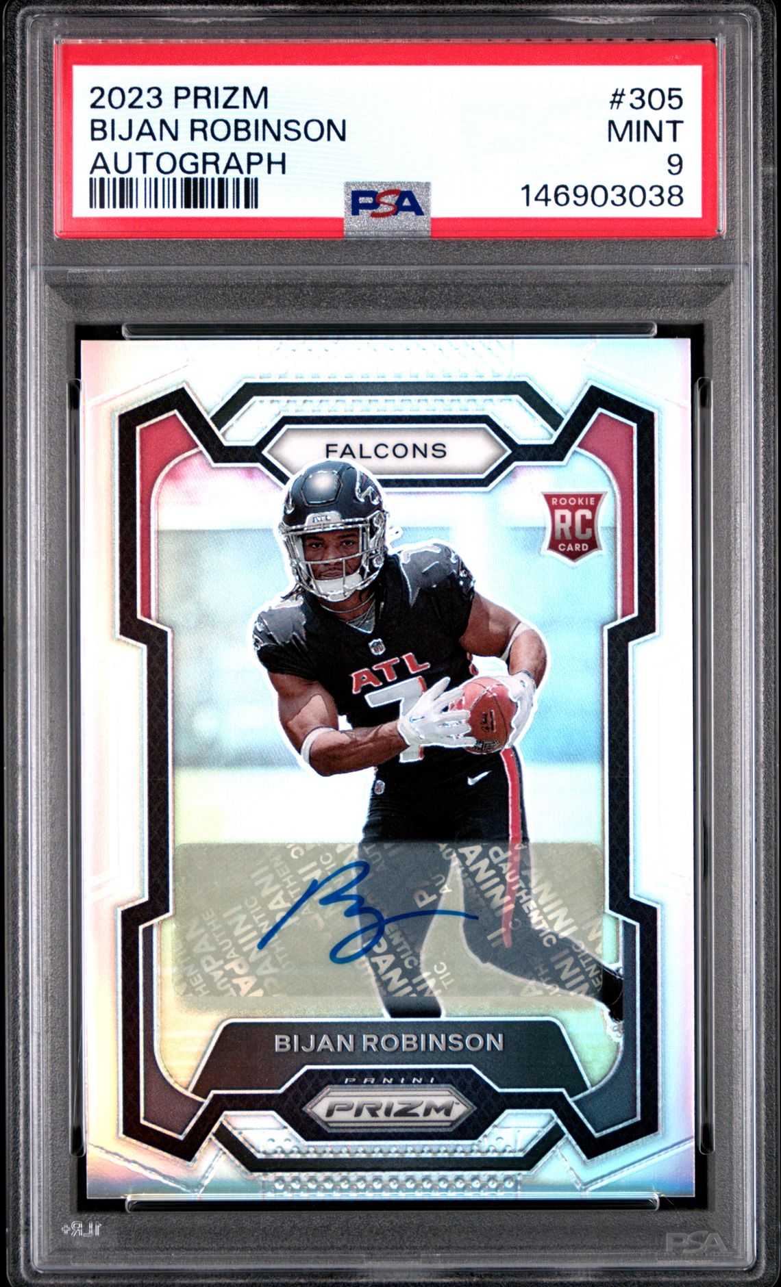2023 Panini Prizm Bijan Robinson #305 (Autograph) Mint 9 front
